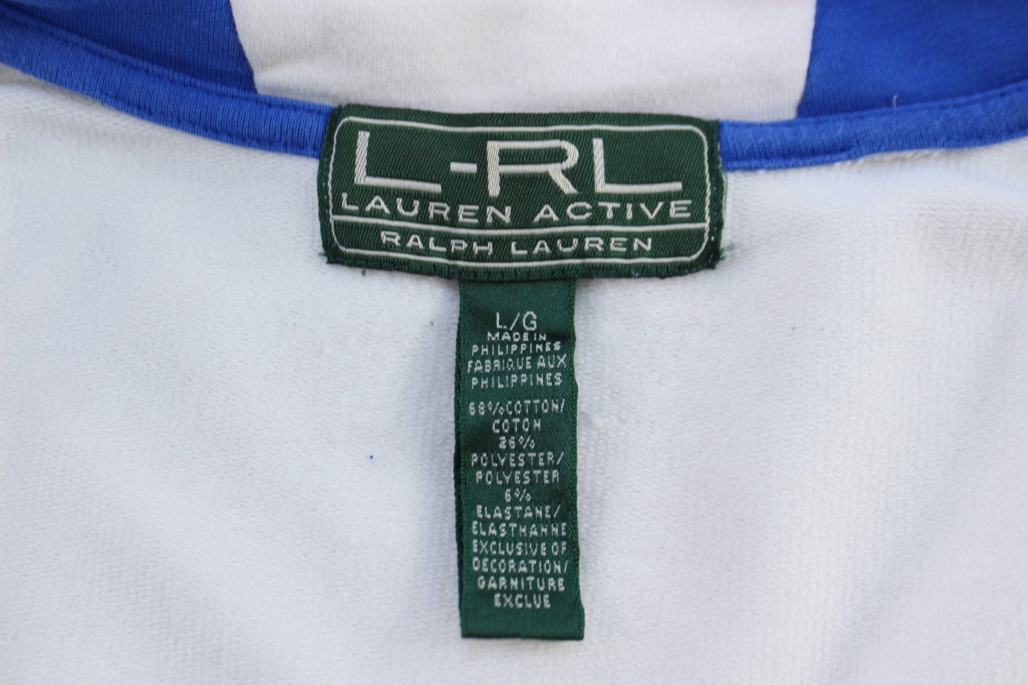 Women's Ralph Lauren White, Black & Blue Active Track Jacket - Jacket - Thrifted Threads