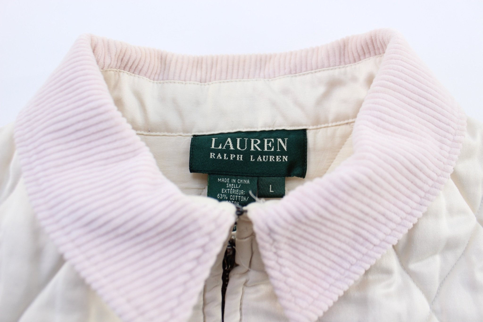 Women's Ralph Lauren White Quilted Zip Up Jacket - ThriftedThreads.com
