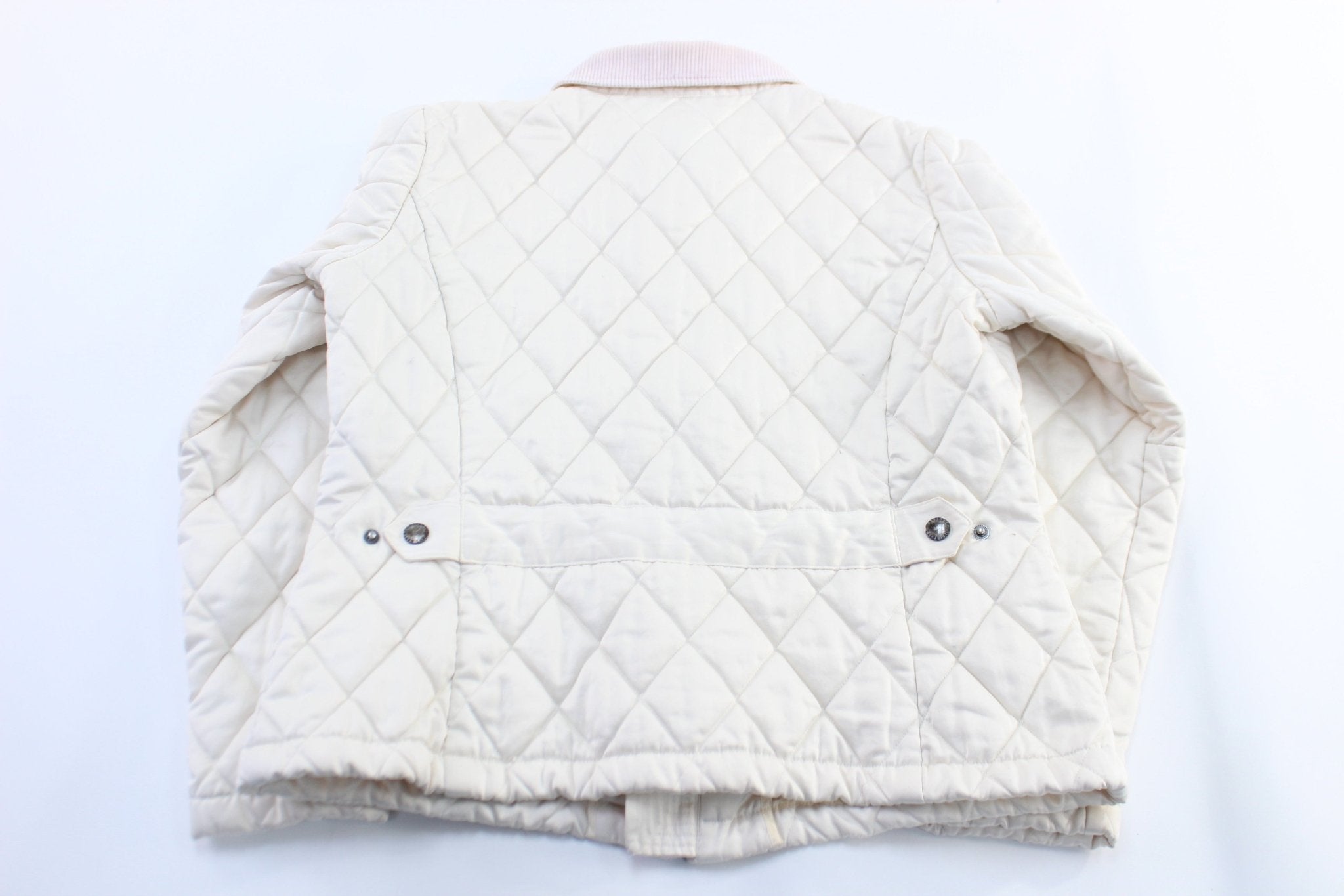 Women's Ralph Lauren White Quilted Zip Up Jacket - ThriftedThreads.com