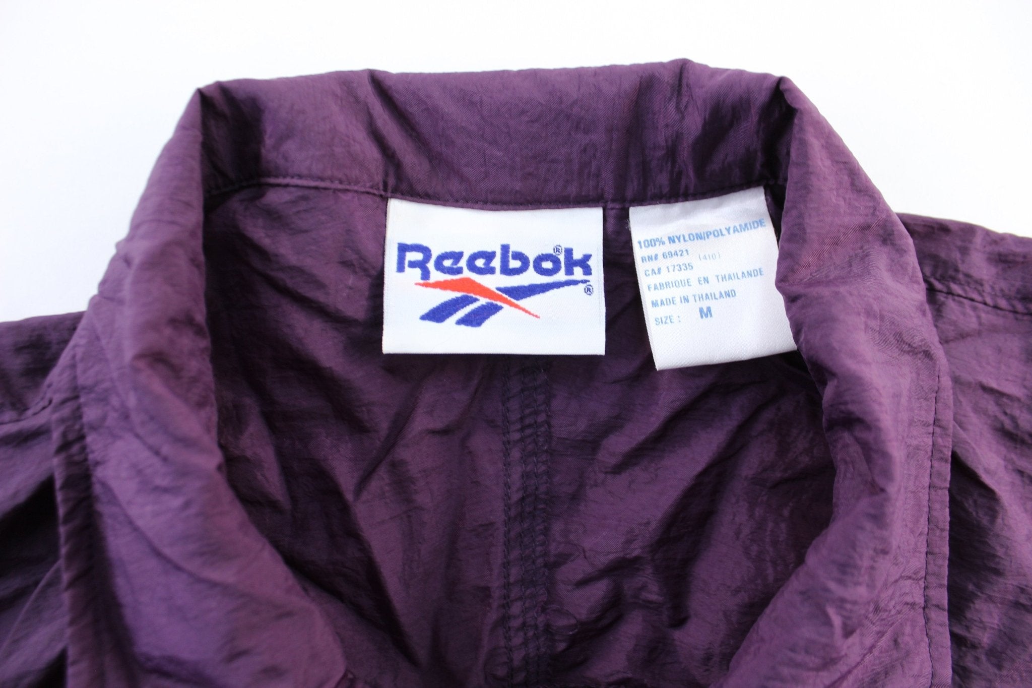Women's Reebok Embroidered Logo Purple Zip Up Jacket - ThriftedThreads.com
