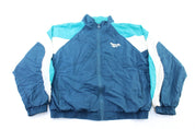 Women's Reebok Embroidered Logo White, Blue, & Aqua Zip Up Jacket - Jackets - Thrifted Threads