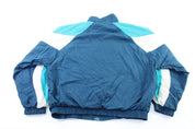Women's Reebok Embroidered Logo White, Blue, & Aqua Zip Up Jacket - Jackets - Thrifted Threads