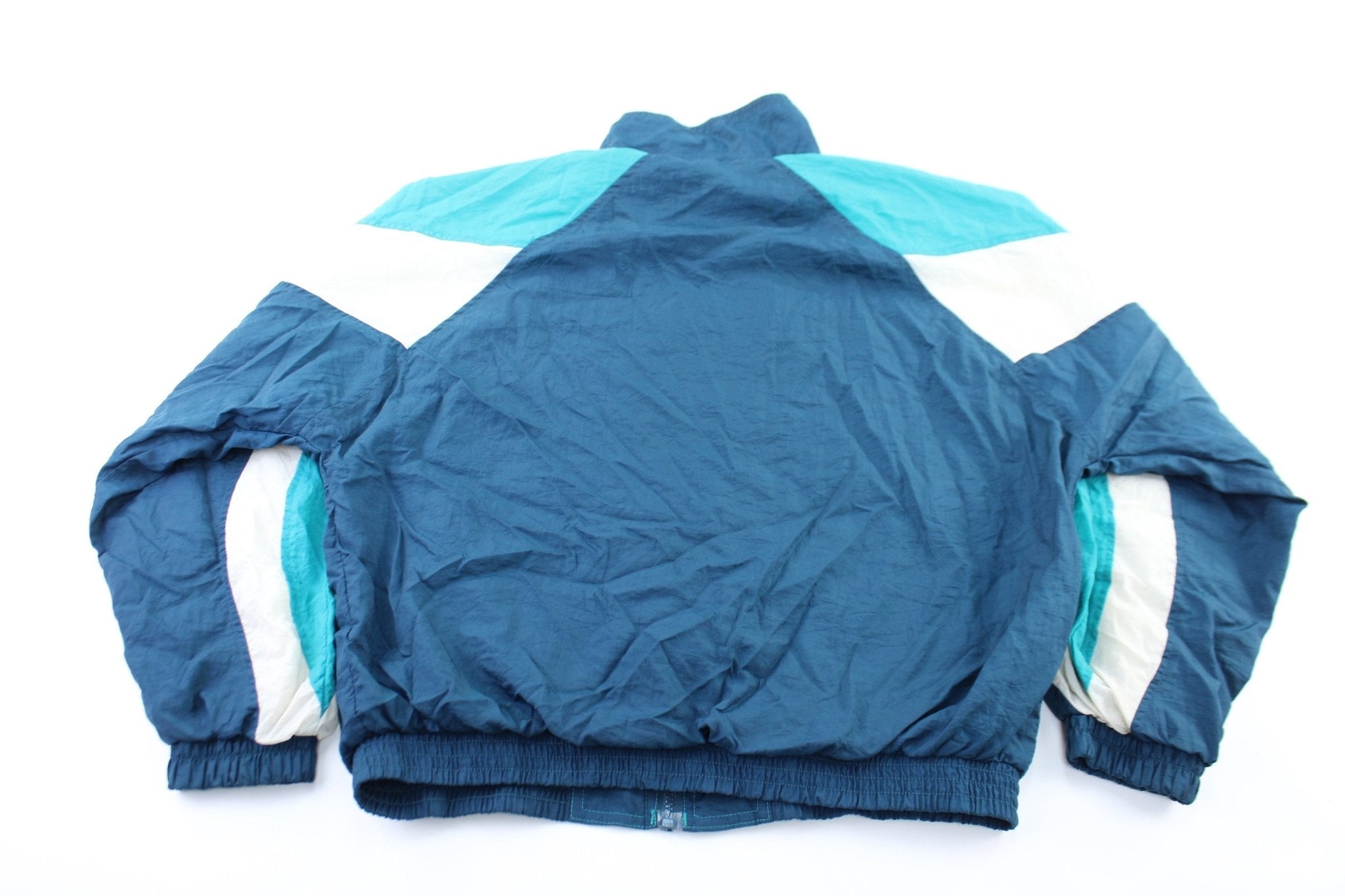 Women's Reebok Embroidered Logo White, Blue, & Aqua Zip Up Jacket - Jackets - Thrifted Threads