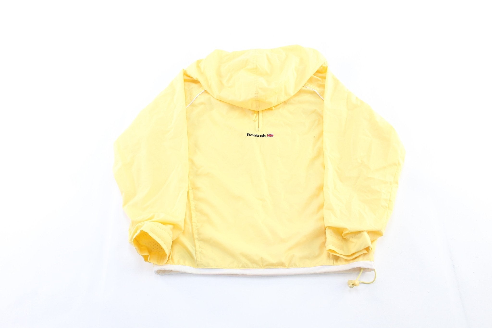 Women's Reebok Embroidered Logo Yellow Windbreaker Pullover - ThriftedThreads.com