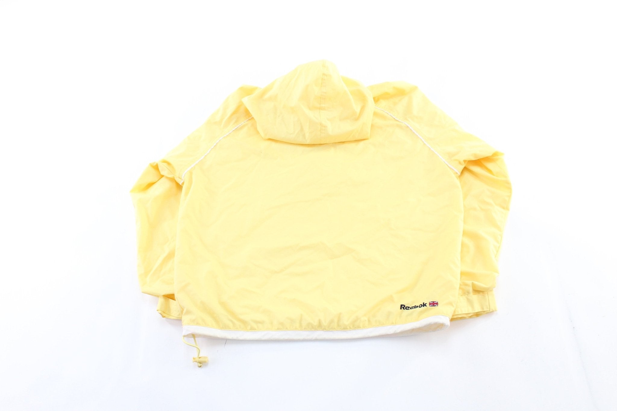 Women's Reebok Embroidered Logo Yellow Windbreaker Pullover - ThriftedThreads.com
