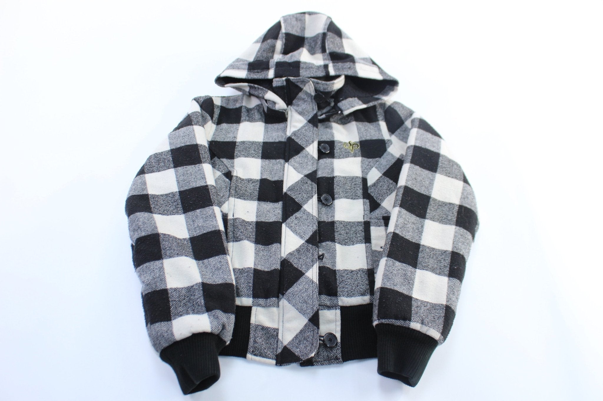 Women's SouthPole Black & White Plaid Hooded Jacket - Jacket - Thrifted Threads