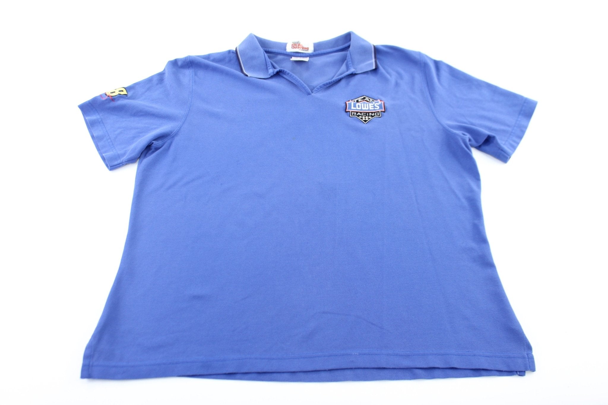 Women's Team Lowe's Racing Blue Button Up Polo - ThriftedThreads.com