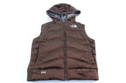 Women's The North Face 550 Embroidered Brown Puffer Vest - ThriftedThreads.com