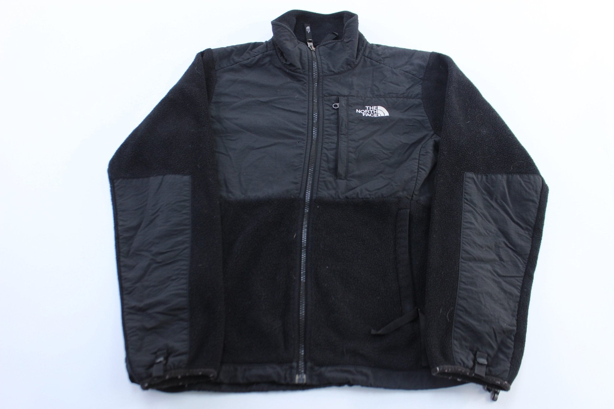 Women's The North Face Embroidered Logo Black Fleece Jacket - ThriftedThreads.com