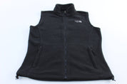 Women's The North Face Embroidered Logo Black Fleece Vest - ThriftedThreads.com