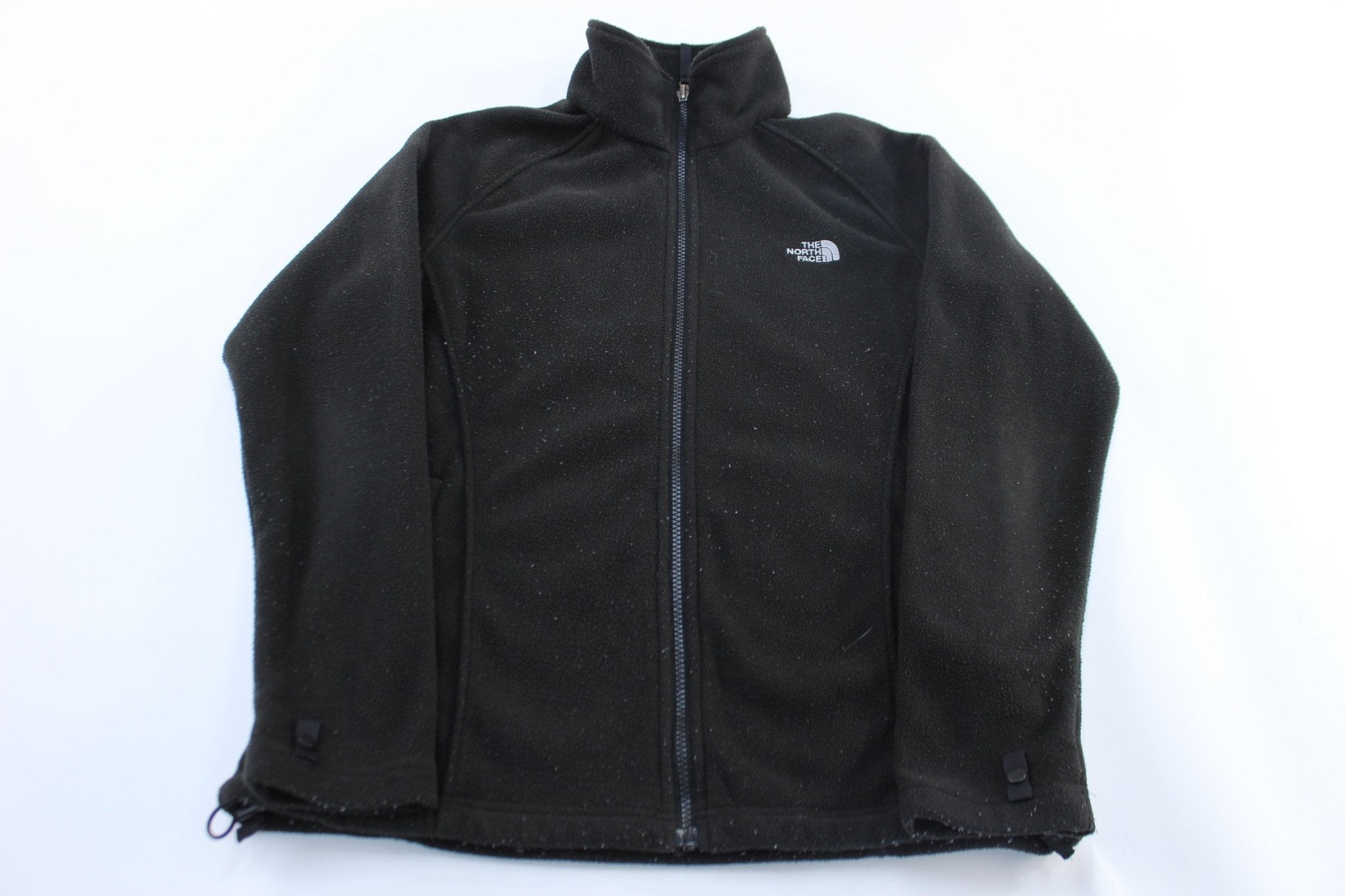 Women's The North Face Embroidered Logo Black Fleece Zip Up Jacket - Jackets - Thrifted Threads
