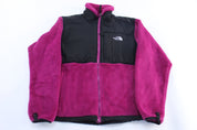 Women's The North Face Embroidered Logo Black & Purple Sherpa Jacket - ThriftedThreads.com