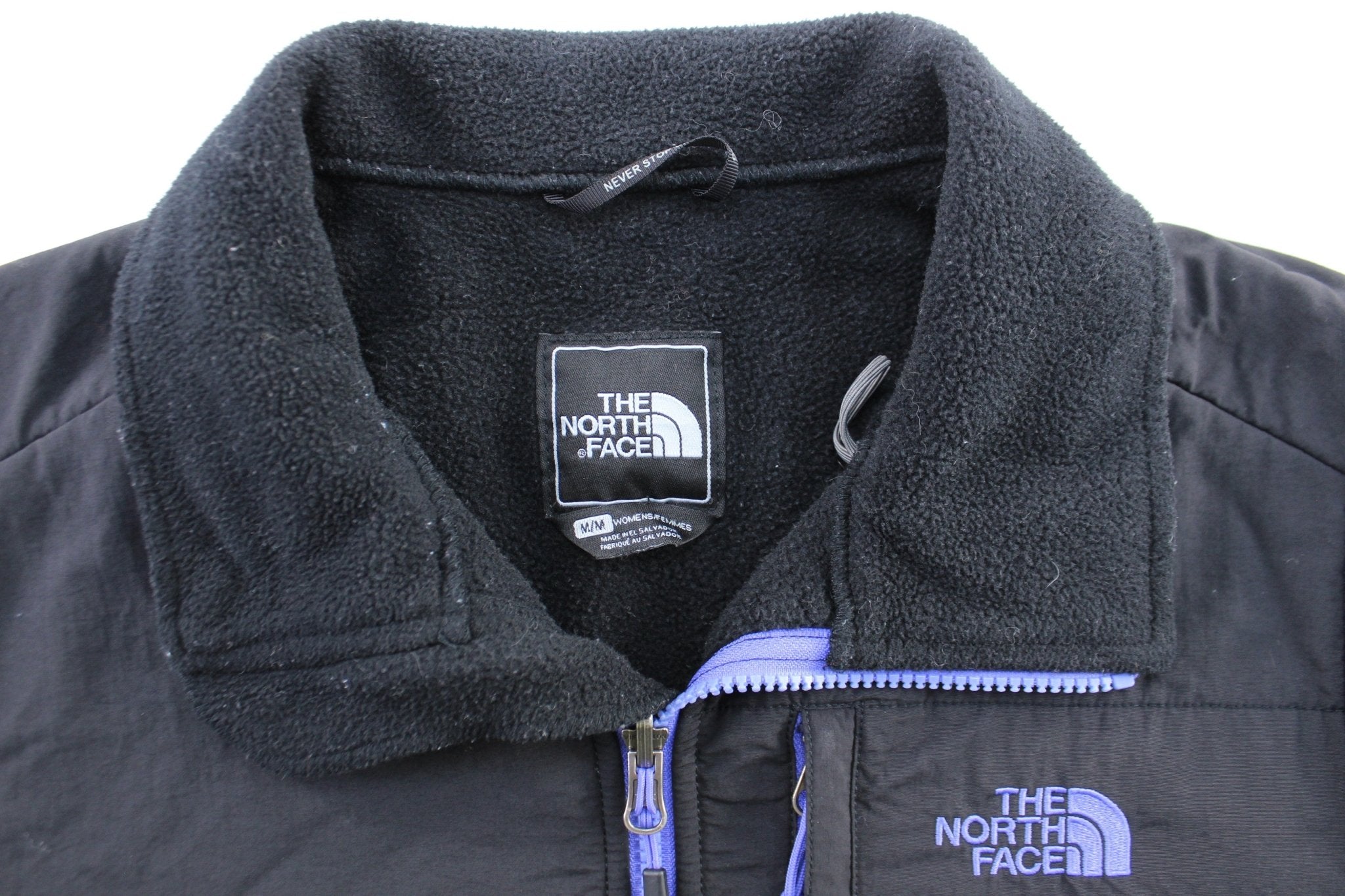 Women's The North Face Embroidered Logo Black & Purple Zip Up Jacket - ThriftedThreads.com
