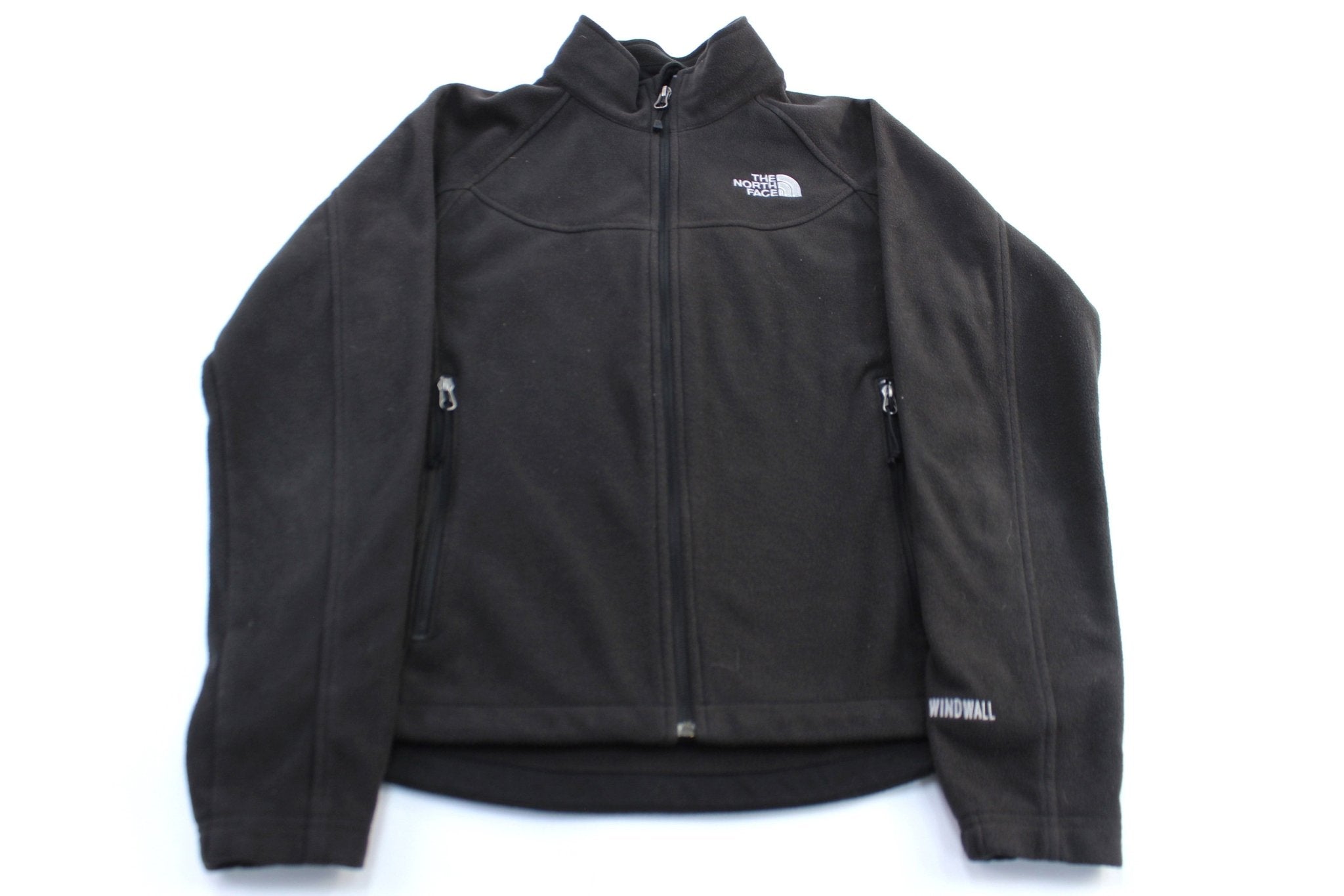 Women's The North Face Embroidered Logo Black WindWall Jacket - ThriftedThreads.com