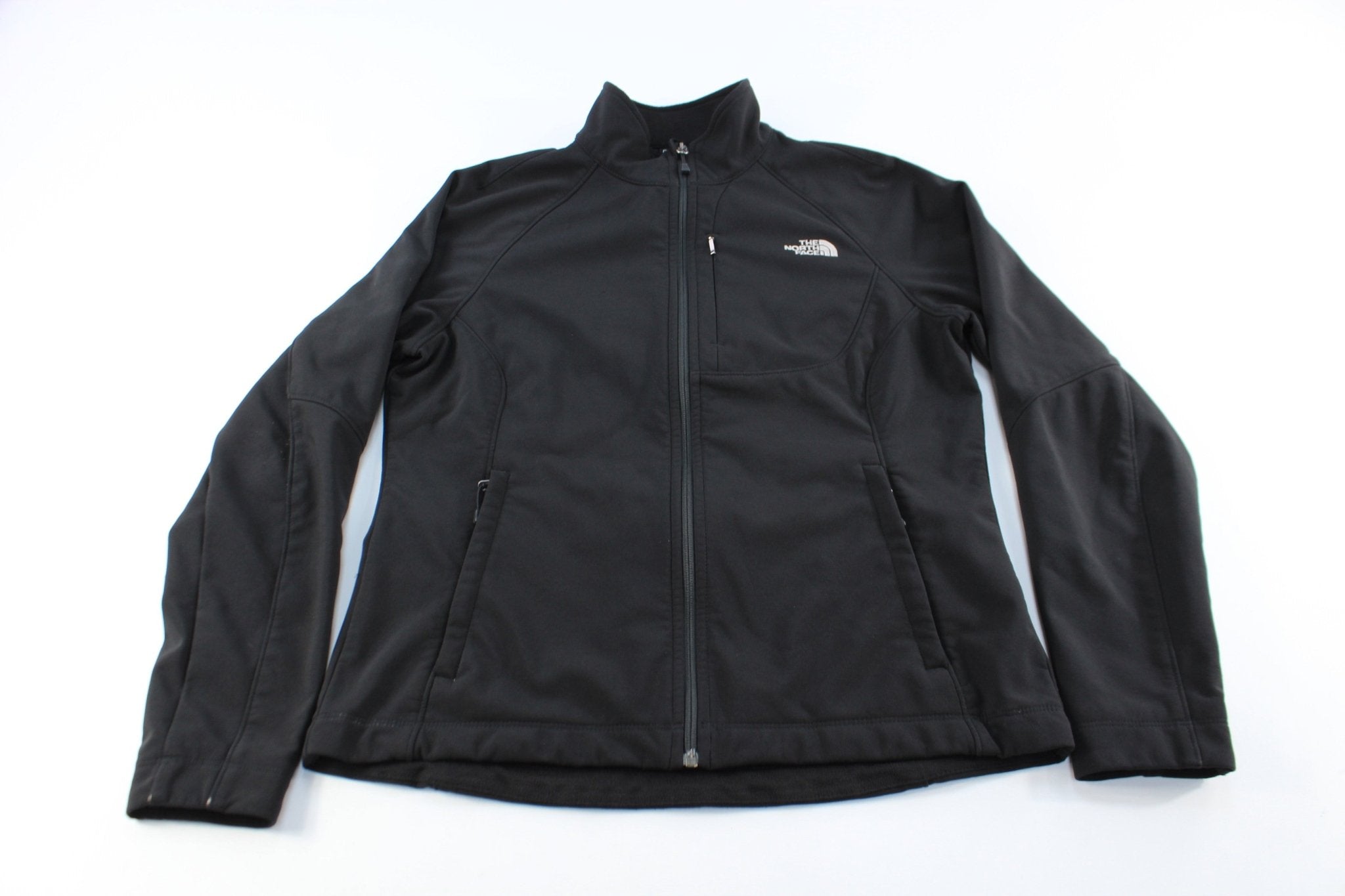 Women's The North Face Embroidered Logo Black Zip Up Jacket - ThriftedThreads.com