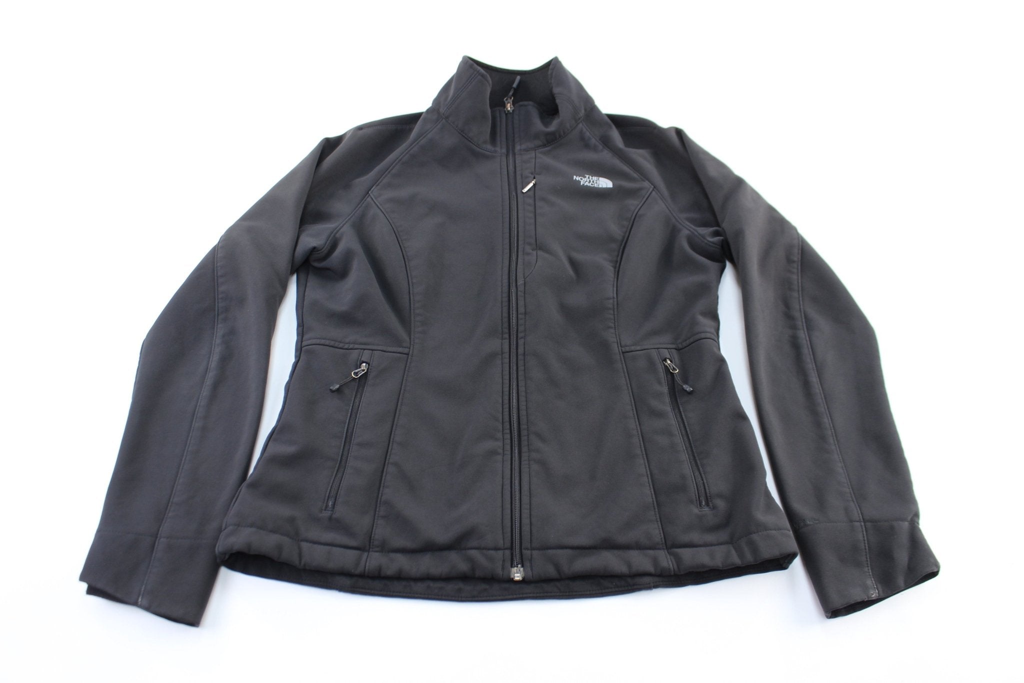 Women's The North Face Embroidered Logo Black Zip Up Jacket - ThriftedThreads.com