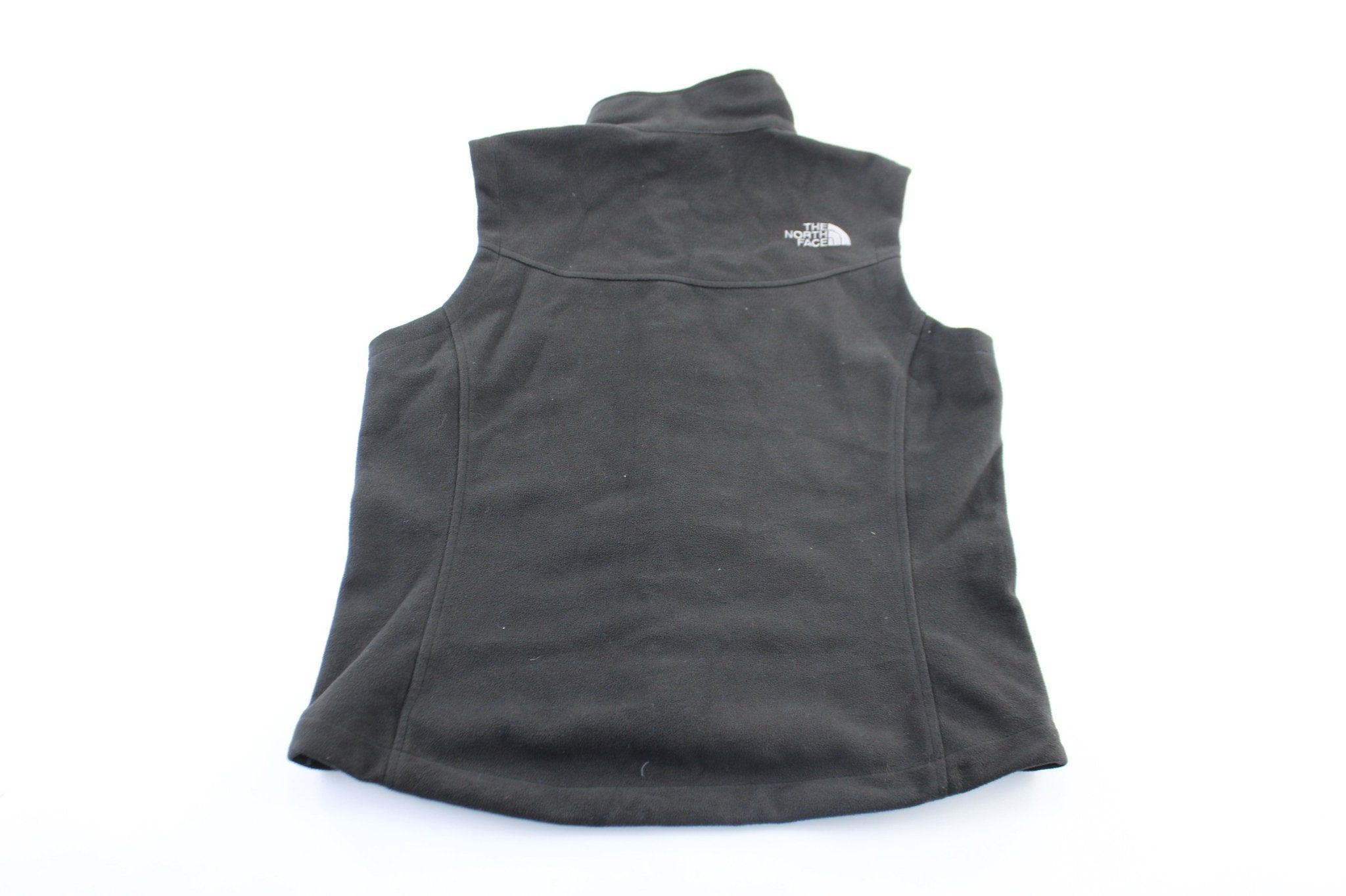 Women's The North Face Embroidered Logo Black Zip Up Vest - ThriftedThreads.com