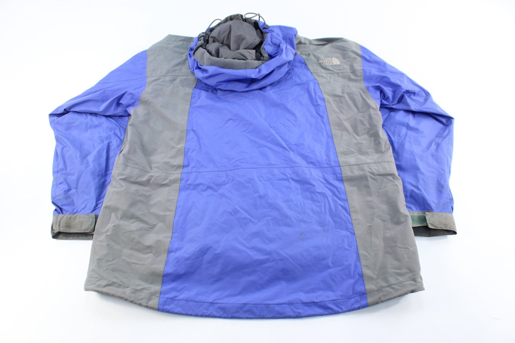 Women's The North Face Embroidered Logo Blue & Grey Zip Up Jacket - ThriftedThreads.com