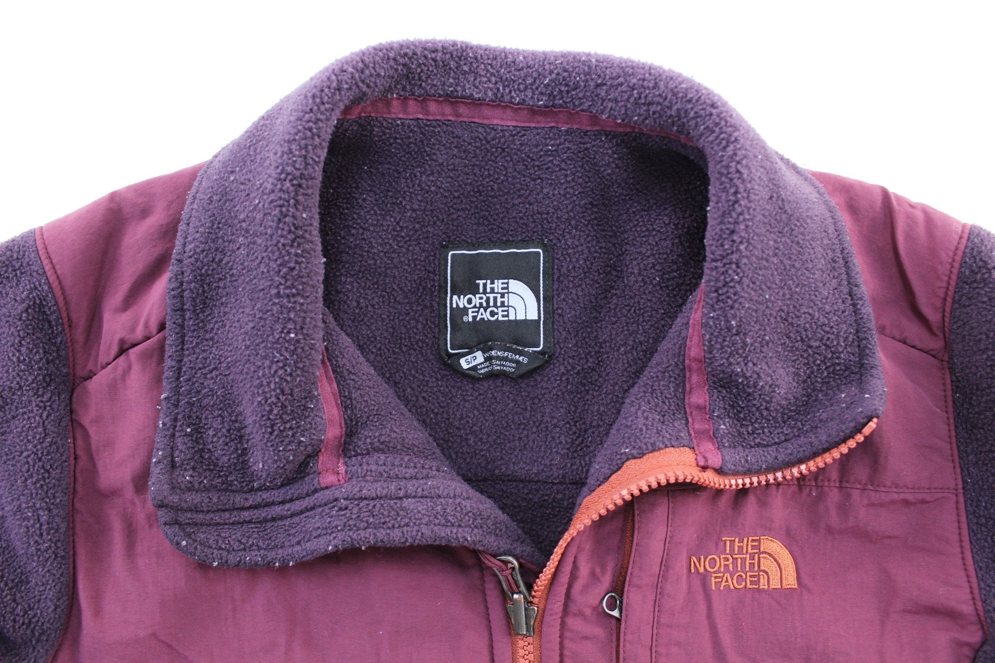 Women s The North Face Embroidered Logo Burgundy Fleece Zip Up Jacket