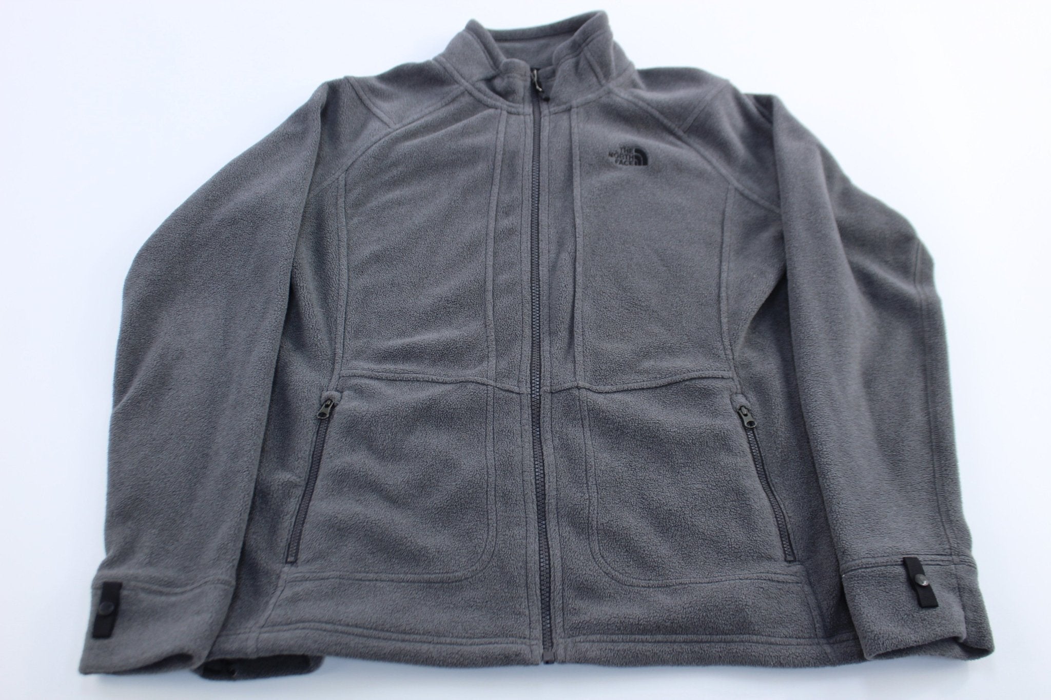 Women's The North Face Embroidered Logo Grey Zip Up Jacket - ThriftedThreads.com