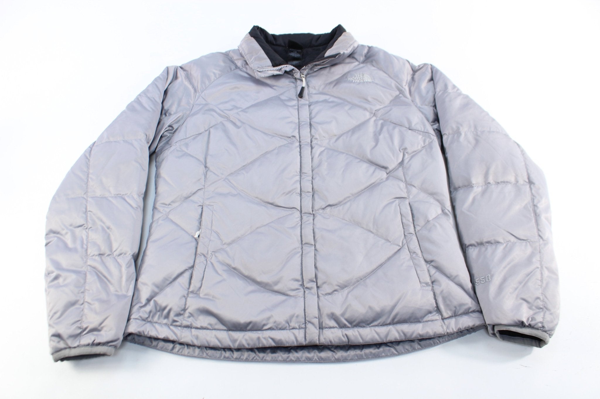 Women's The North Face Embroidered Logo Grey Zip Up Jacket - ThriftedThreads.com