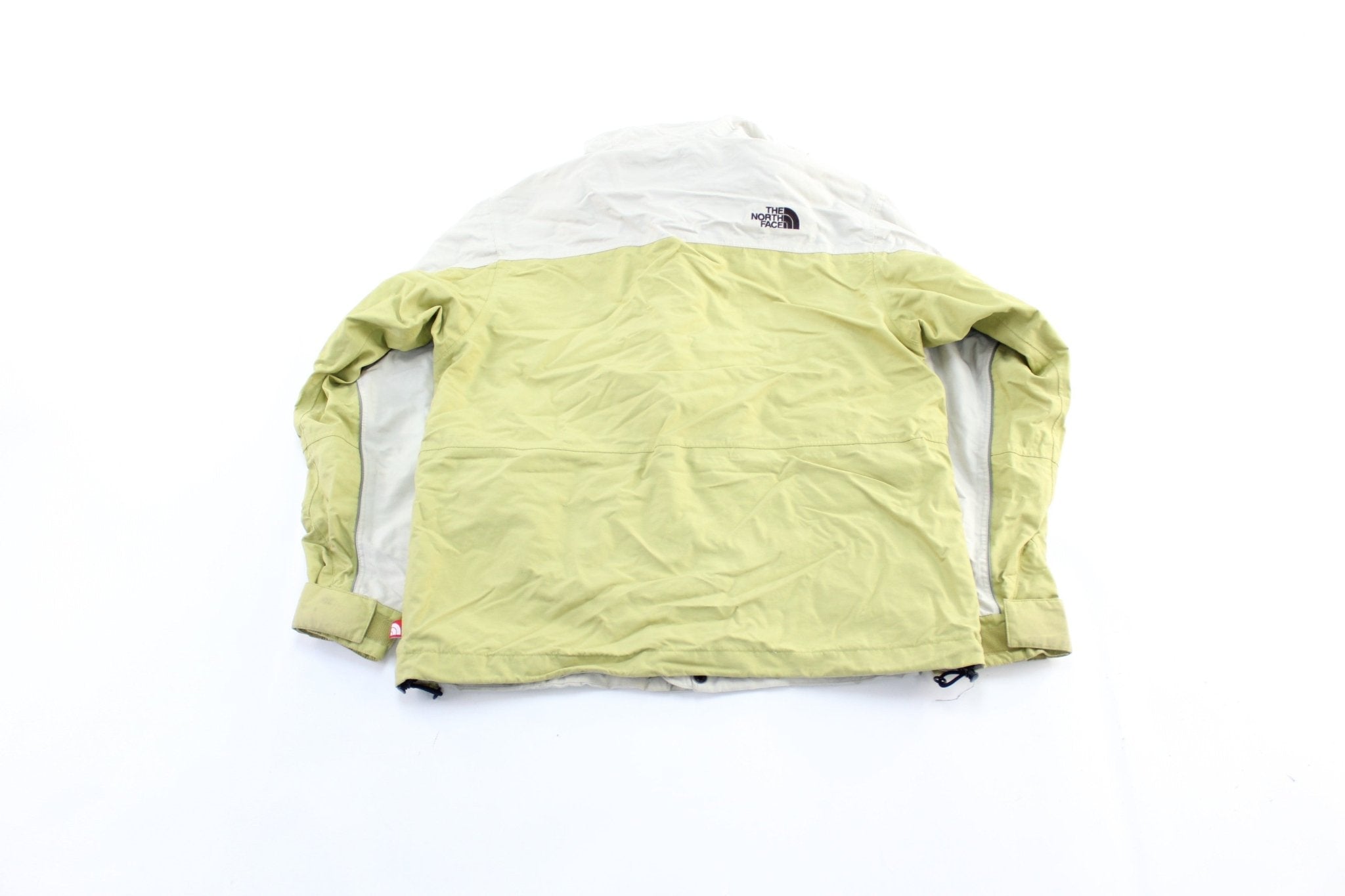 Women's The North Face Embroidered Logo Light Beige & Green Zip Up Jacket - ThriftedThreads.com