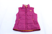 Women's The North Face Embroidered Logo Purple Puffer Vest - ThriftedThreads.com