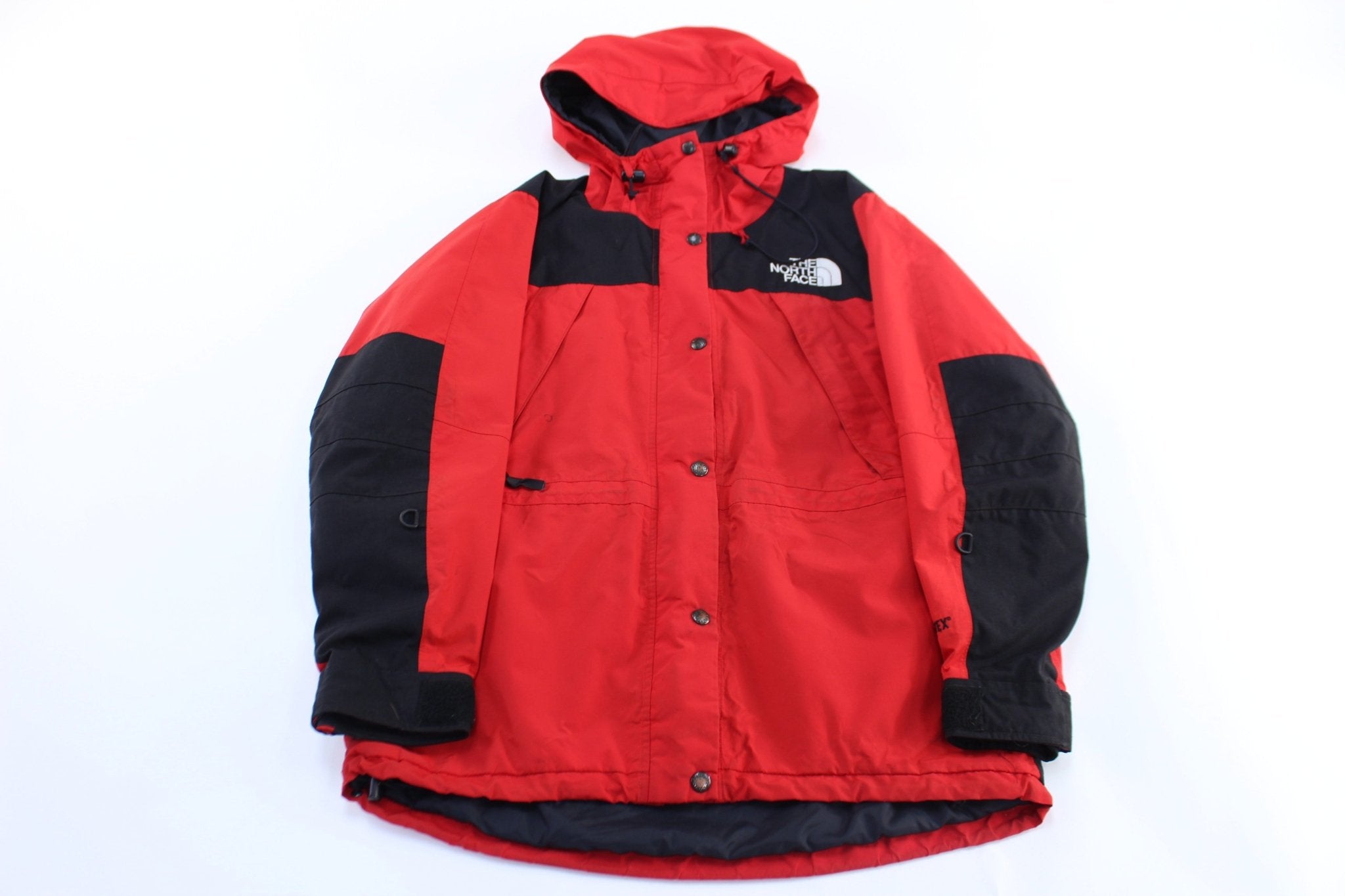 Women's The North Face Embroidered Logo Red & Black Gore - Tex Jacket - ThriftedThreads.com