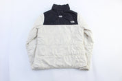 Women's The North Face Embroidered Logo White & Black Puffer Jacket - ThriftedThreads.com