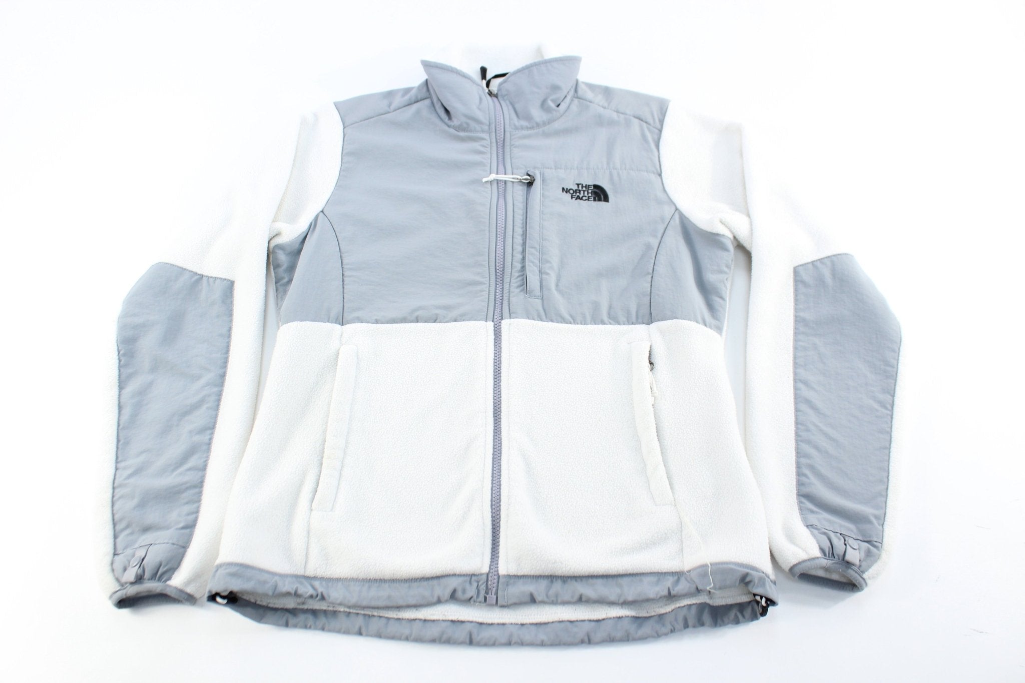 Women's The North Face Embroidered Logo White & Grey Zip Up Jacket - ThriftedThreads.com