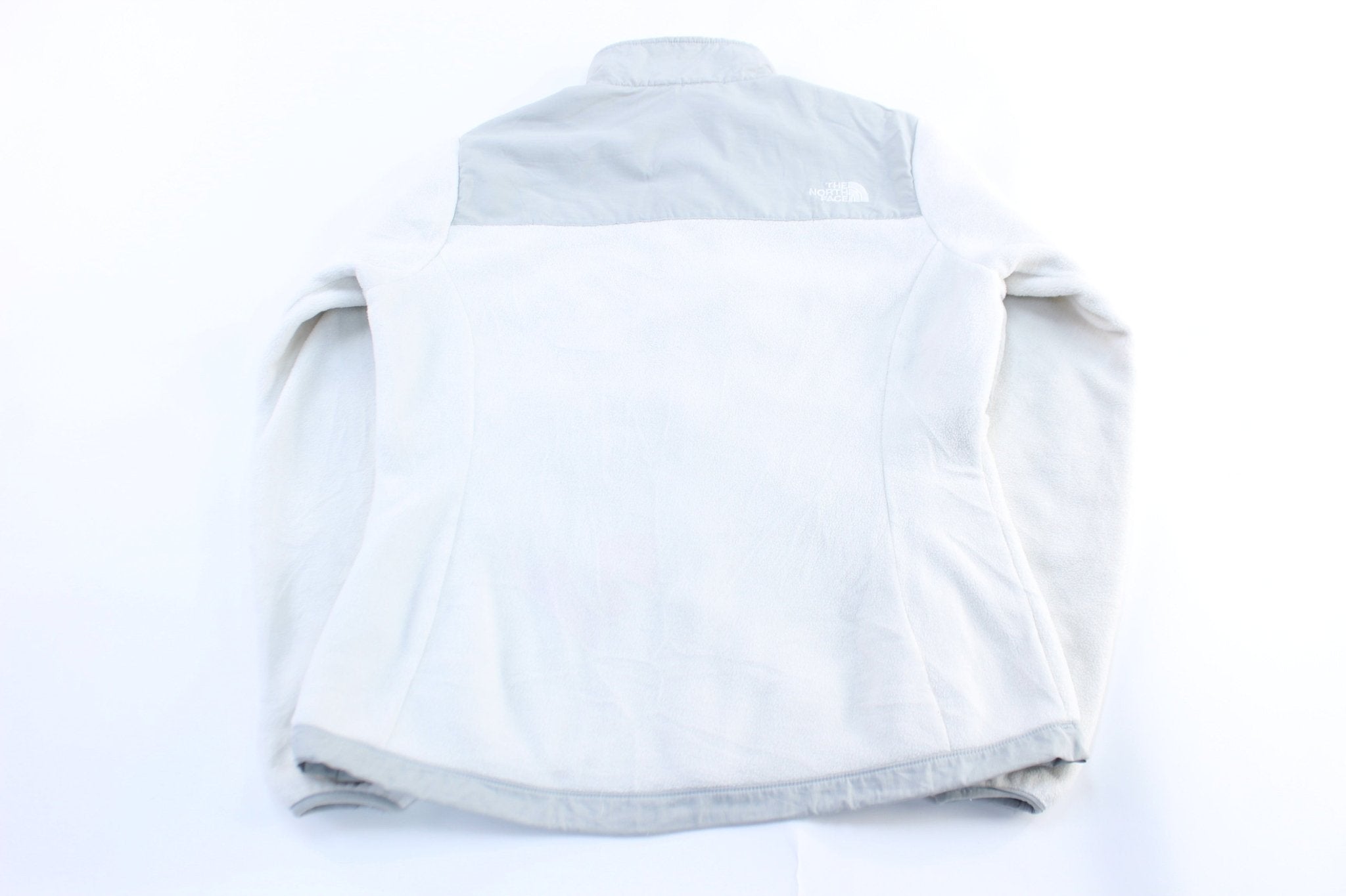 Women's The North Face Light Grey& White Denali Jacket - ThriftedThreads.com