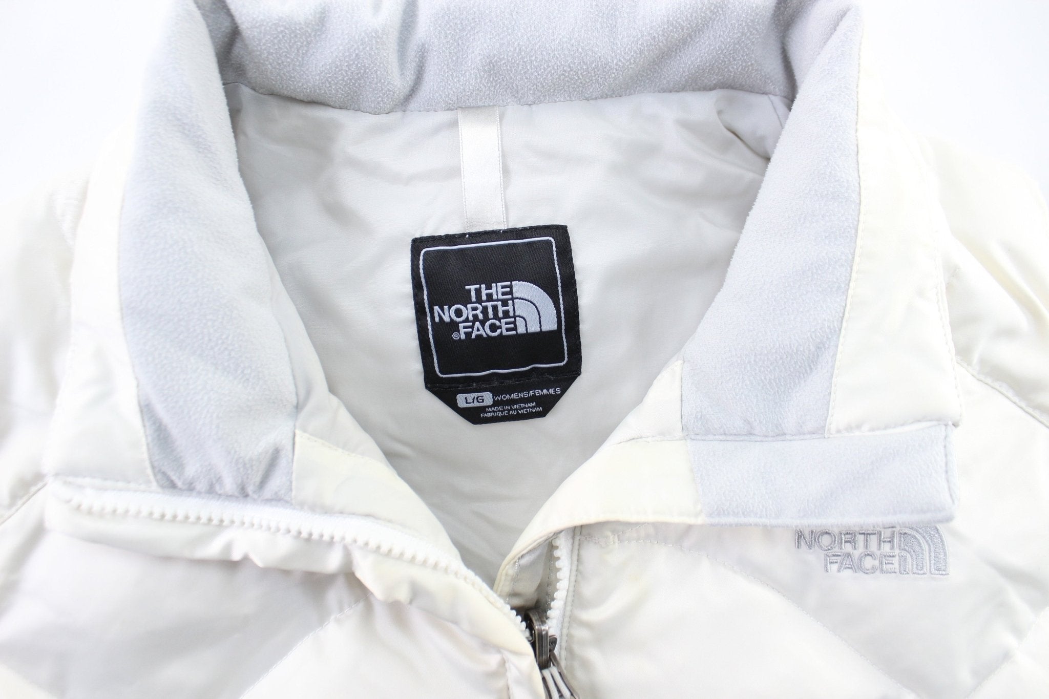 Women's The North Face Logo Embroidered White Vest - ThriftedThreads.com