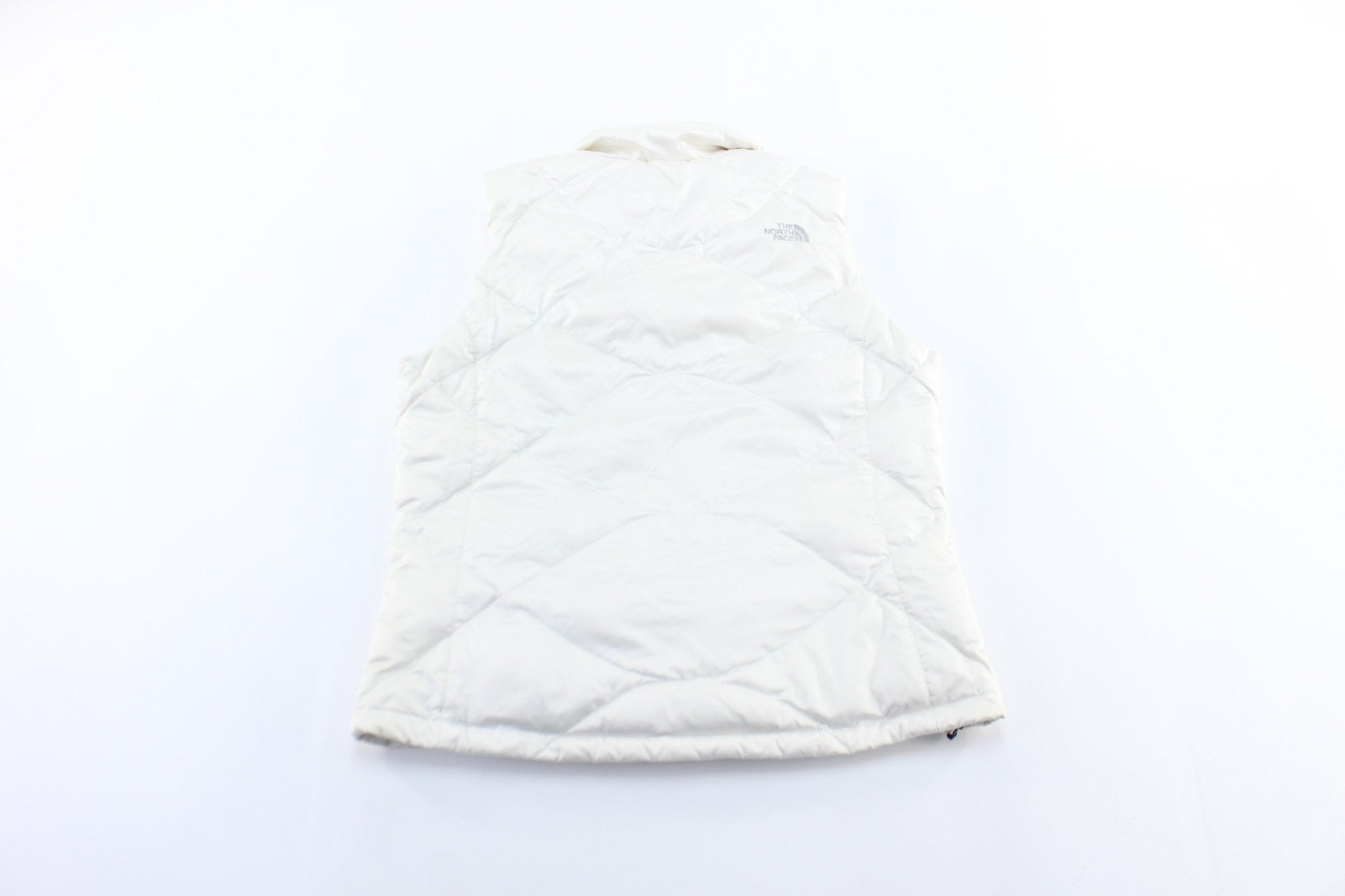 Women's The North Face Logo Embroidered White Vest - ThriftedThreads.com