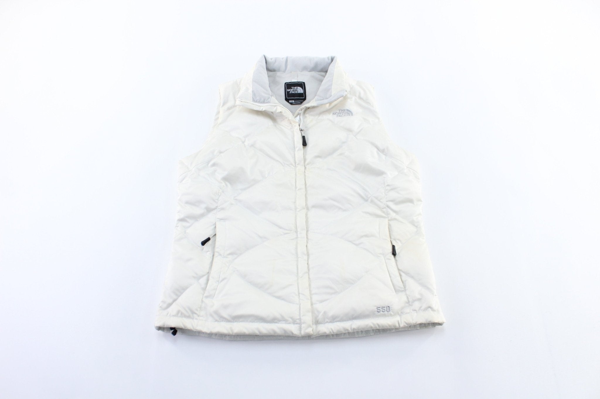 Women's The North Face Logo Embroidered White Vest - ThriftedThreads.com
