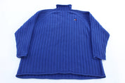 Women's Tommy Hilfiger Embroidered Logo Blue Sweater - ThriftedThreads.com