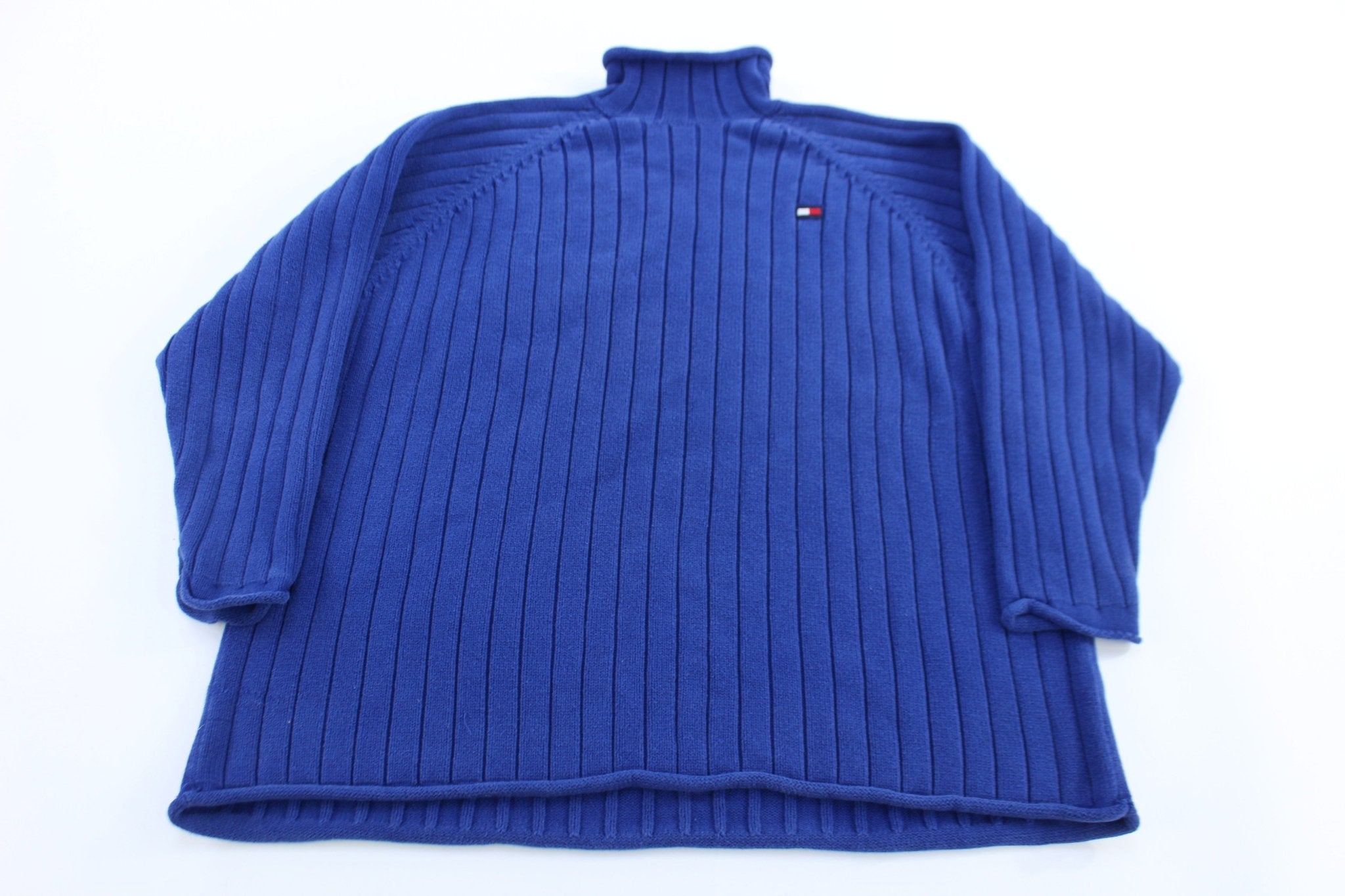 Women's Tommy Hilfiger Embroidered Logo Blue Sweater - ThriftedThreads.com