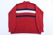 Women's Tommy Hilfiger Embroidered Logo Quarter Zip Sweater - ThriftedThreads.com