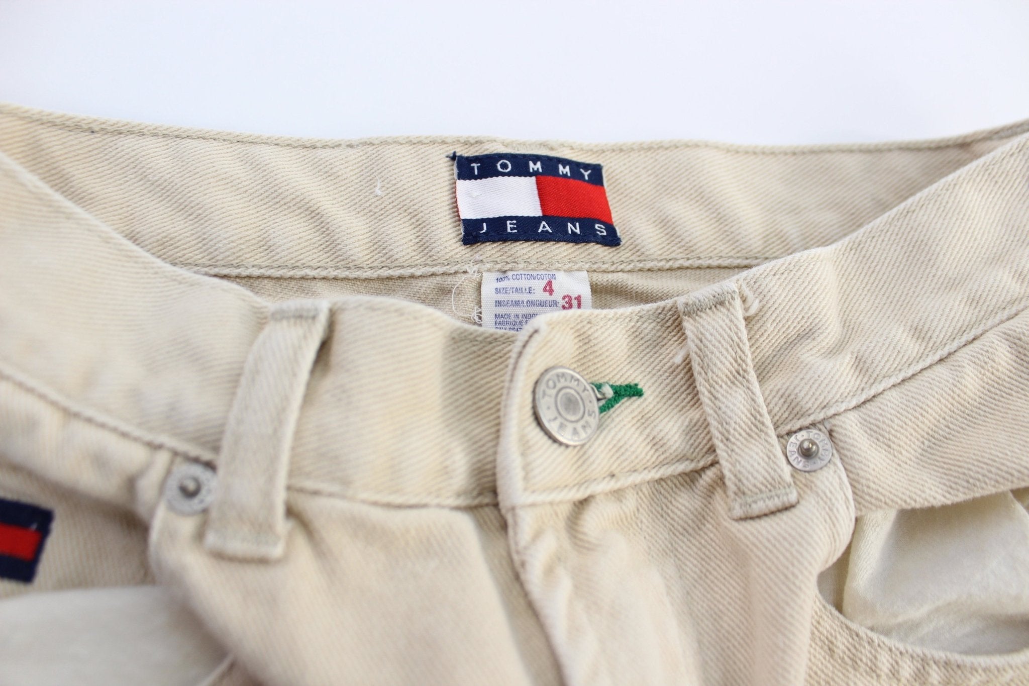 Women's Tommy Hilfiger Logo Patch Beige Wash Jeans - ThriftedThreads.com