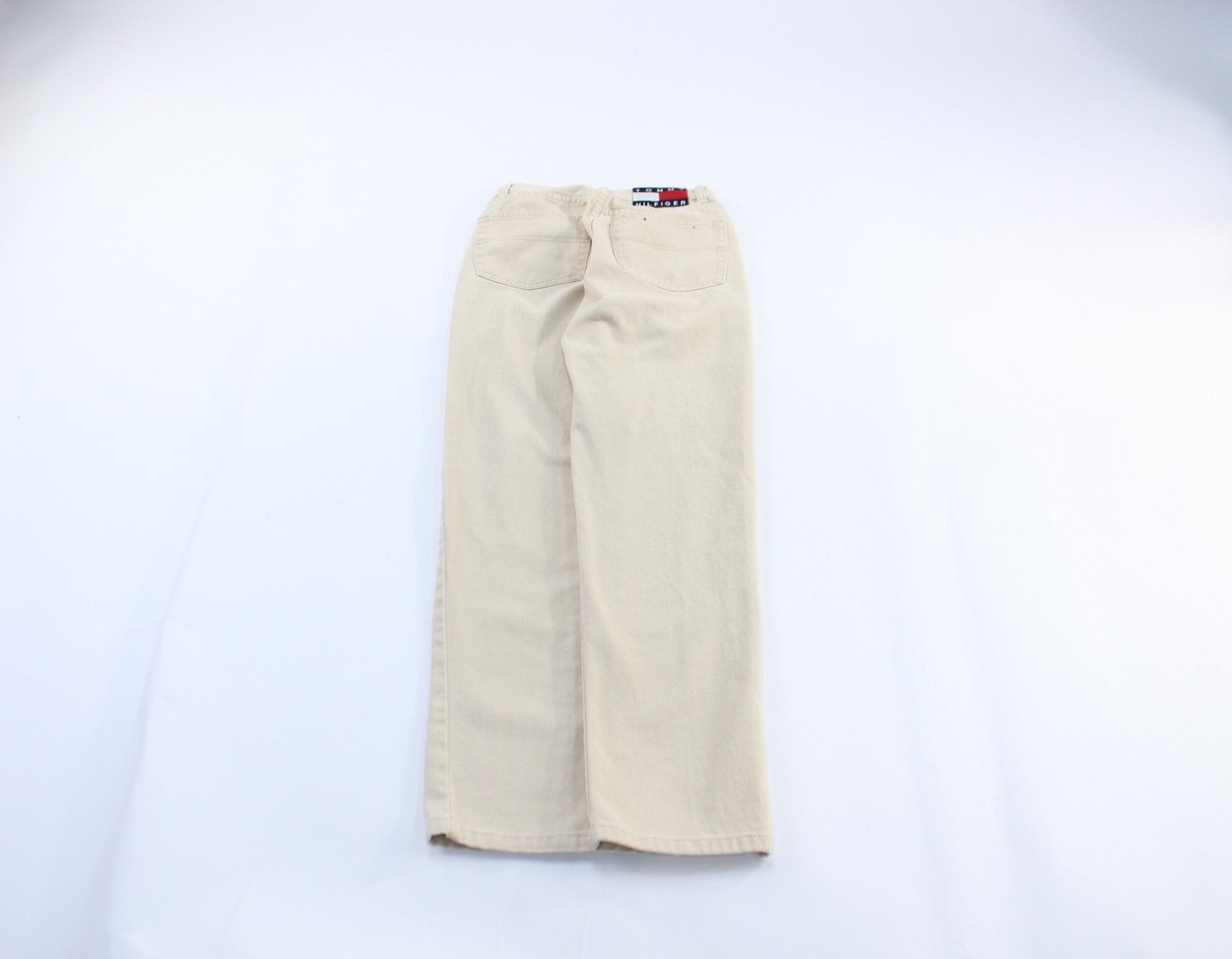 Women's Tommy Hilfiger Logo Patch Beige Wash Jeans - ThriftedThreads.com