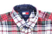 Women's Tommy Hilfiger Red, Green, & White Plaid LS Button Down - ThriftedThreads.com
