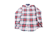 Women's Tommy Hilfiger Red, Green, & White Plaid LS Button Down - ThriftedThreads.com