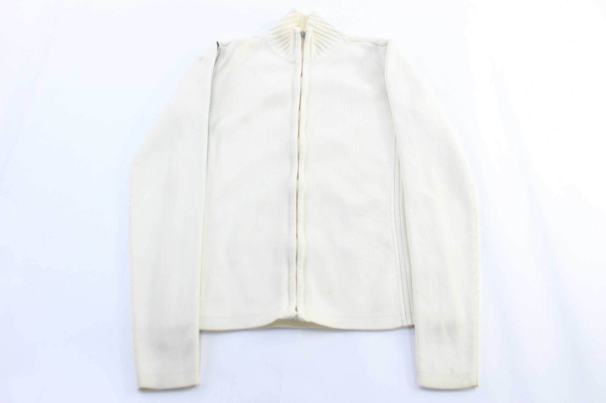 Women's Tommy Hilfiger White Zip Up Sweater - ThriftedThreads.com