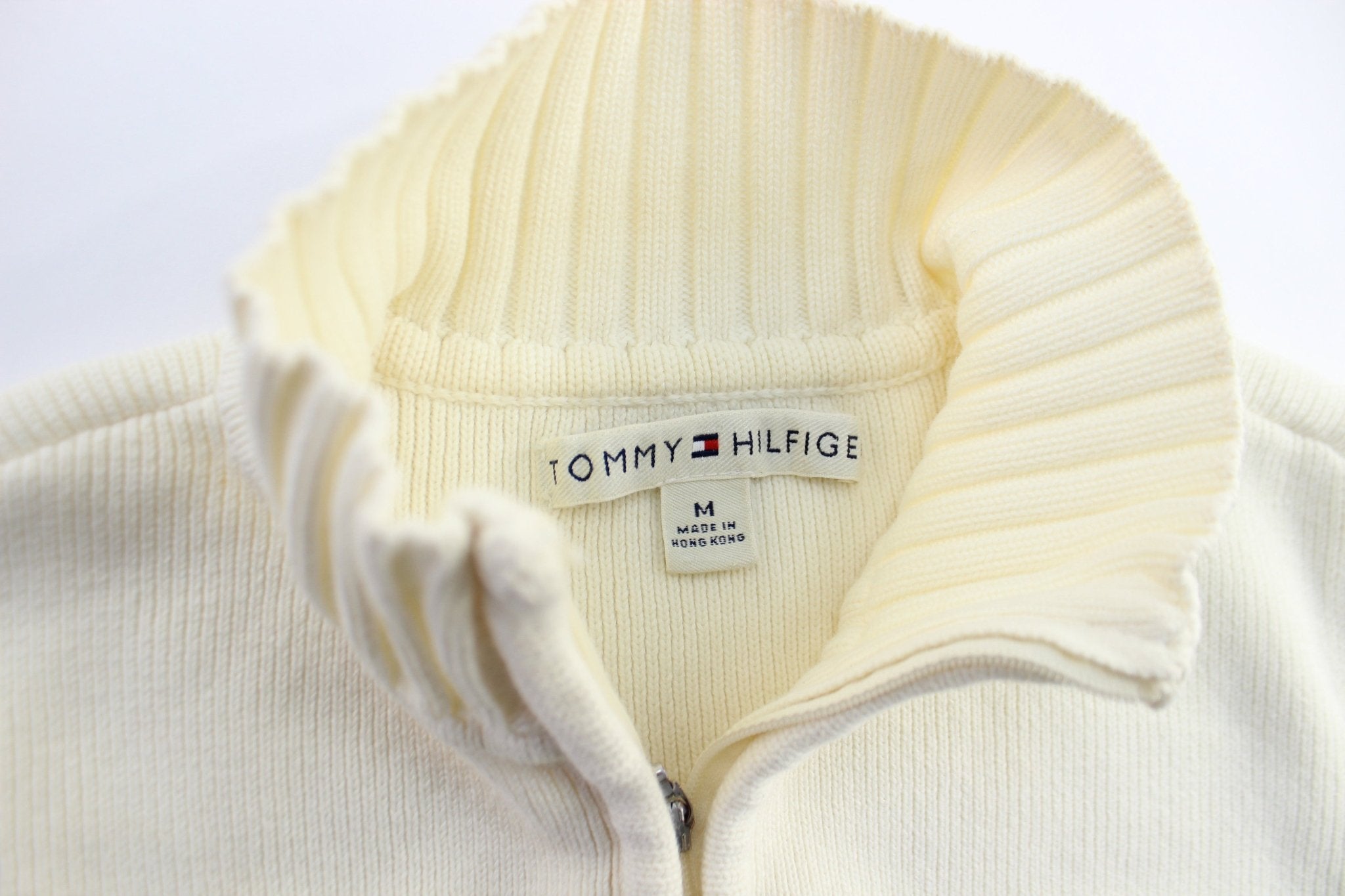 Women's Tommy Hilfiger White Zip Up Sweater - ThriftedThreads.com