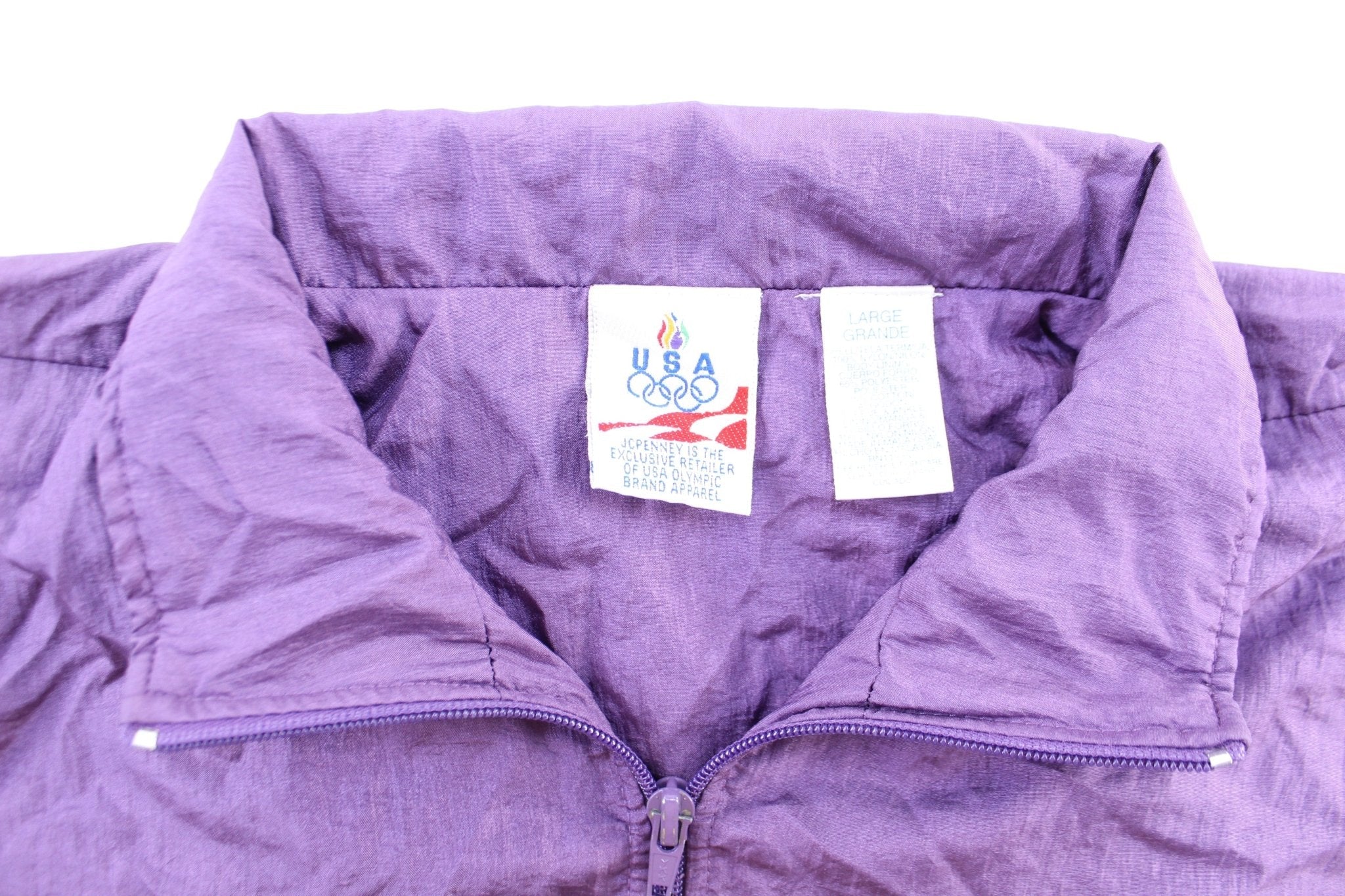 Women's USA Olympic Embroidered Logo Purple Zip Up Jacket - Jacket - Thrifted Threads