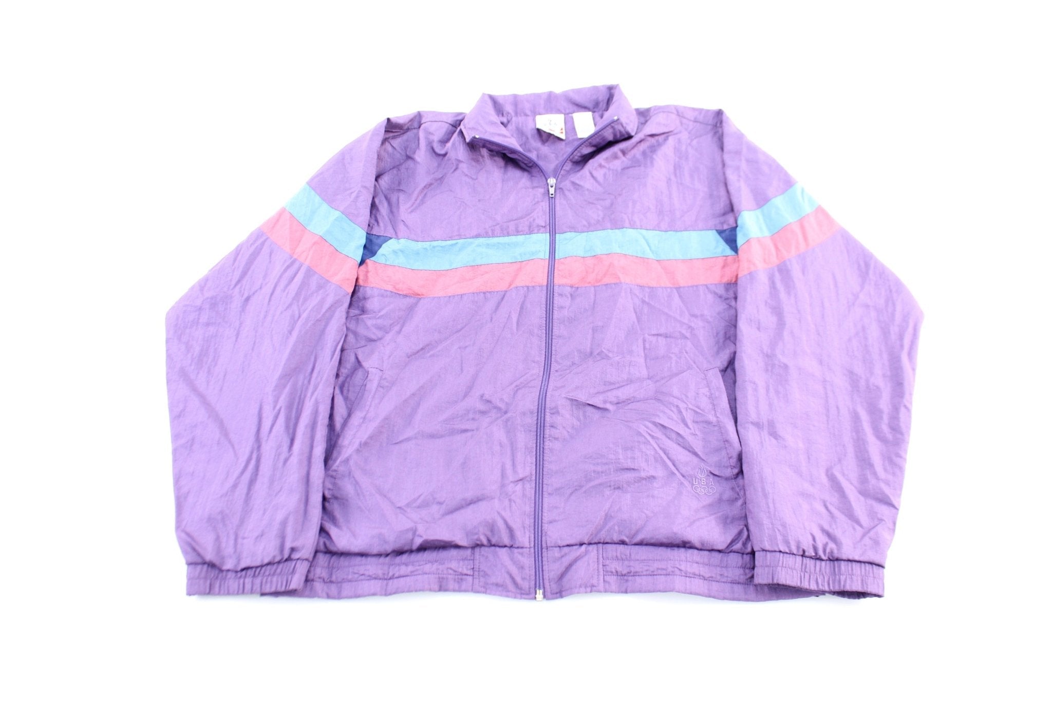 Women's USA Olympic Embroidered Logo Purple Zip Up Jacket - Jacket - Thrifted Threads