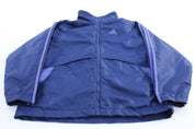 Women's Vintage Adidas Embroidered Logo Blue Striped Zip Up Jacket - Jackets - Thrifted Threads