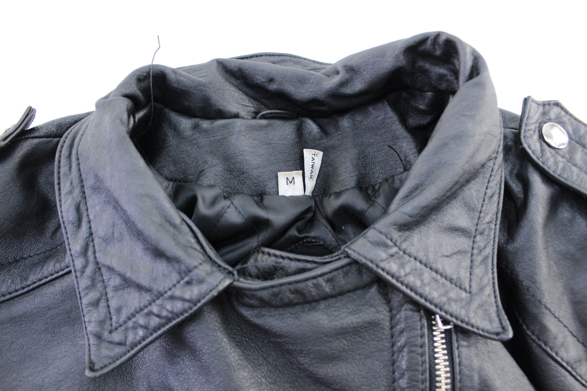 Women's Vintage Black Leather Zip Up Jacket - Jacket - Thrifted Threads