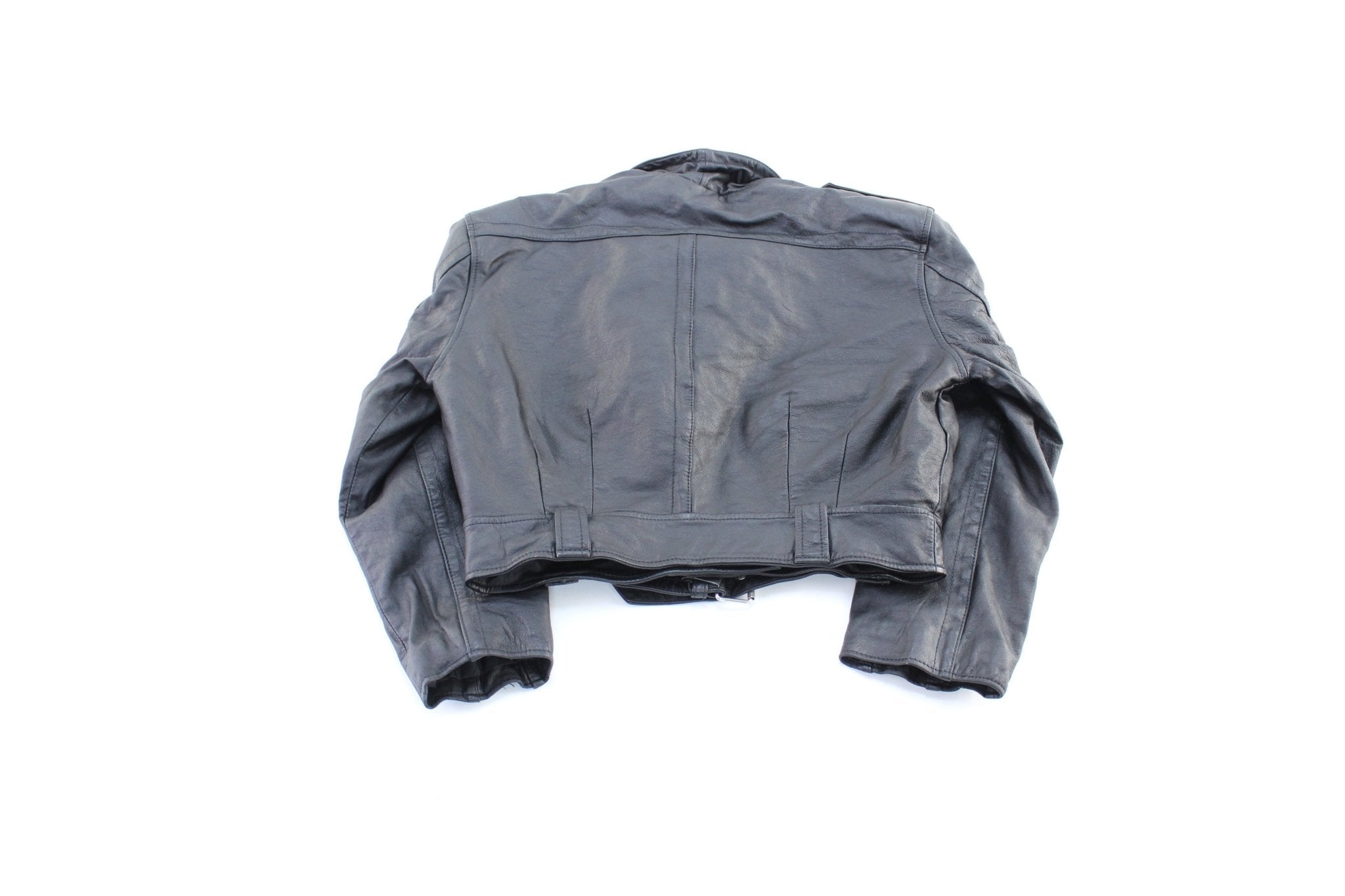Women's Vintage Black Leather Zip Up Jacket - Jacket - Thrifted Threads