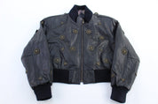 Women's Vintage Copper Key Leather Bomber Jacket - ThriftedThreads.com