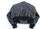Women's Vintage Copper Key Leather Bomber Jacket - ThriftedThreads.com